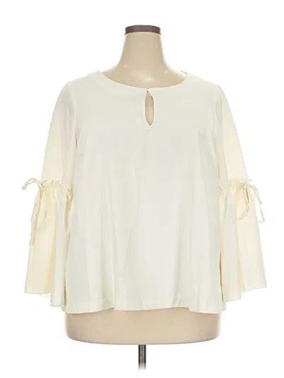 Pre-owned Lane Bryant 3/4 Sleeve Blouse In Ivory