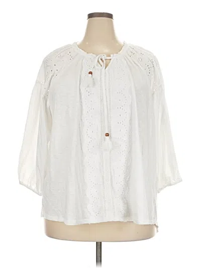 Pre-owned Lane Bryant 3/4 Sleeve Blouse In Ivory