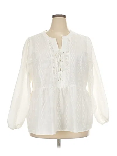 Pre-owned Lane Bryant 3/4 Sleeve Blouse In Ivory