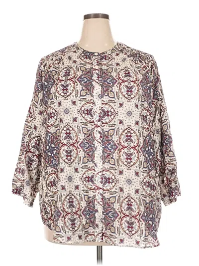 Pre-owned Lane Bryant 3/4 Sleeve Blouse In Ivory