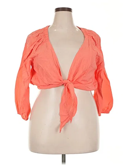 Pre-owned Lane Bryant 3/4 Sleeve Blouse In Orange