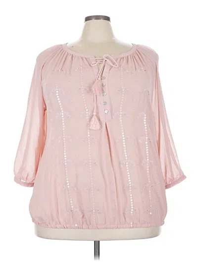 Pre-owned Lane Bryant 3/4 Sleeve Blouse In Pink
