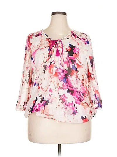 Pre-owned Lane Bryant 3/4 Sleeve Blouse In Pink