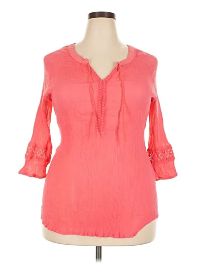 Pre-owned Lane Bryant 3/4 Sleeve Blouse In Pink
