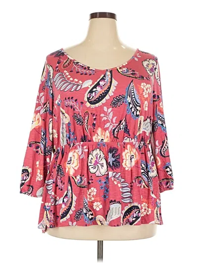 Pre-owned Lane Bryant 3/4 Sleeve Blouse In Pink