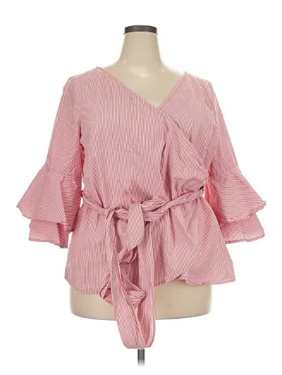 Pre-owned Lane Bryant 3/4 Sleeve Blouse In Pink