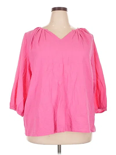 Pre-owned Lane Bryant 3/4 Sleeve Blouse In Pink
