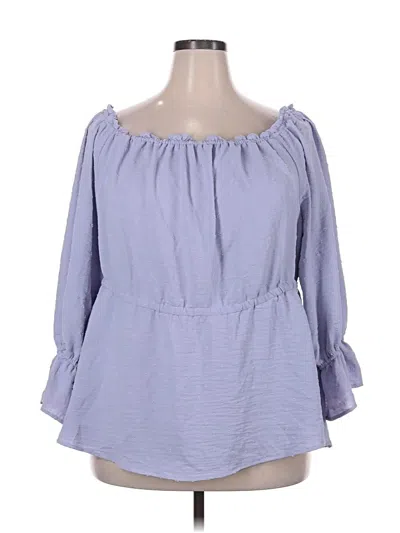Pre-owned Lane Bryant 3/4 Sleeve Blouse In Purple
