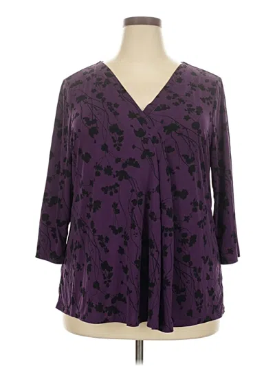 Pre-owned Lane Bryant 3/4 Sleeve Blouse In Purple
