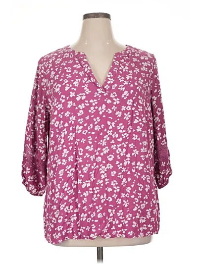 Pre-owned Lane Bryant 3/4 Sleeve Blouse In Purple