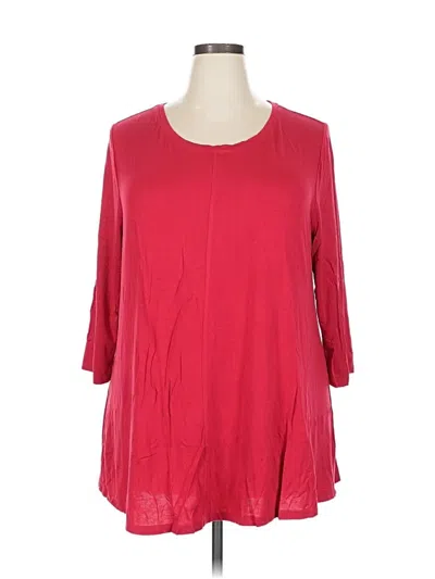 Pre-owned Lane Bryant 3/4 Sleeve Blouse In Red