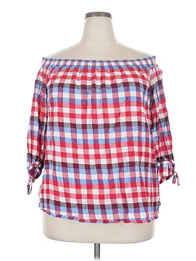 Pre-owned Lane Bryant 3/4 Sleeve Blouse In Red
