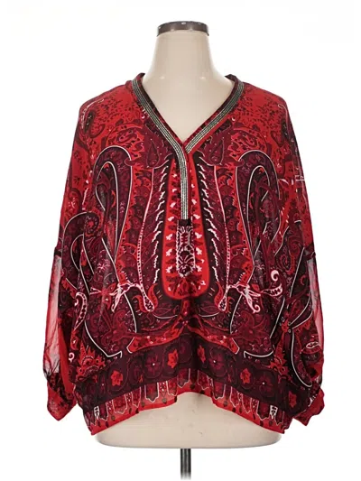 Pre-owned Lane Bryant 3/4 Sleeve Blouse In Red