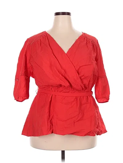 Pre-owned Lane Bryant 3/4 Sleeve Blouse In Red