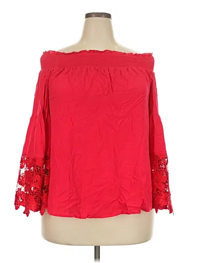 Lane Bryant 3/4 Sleeve Blouse In Red