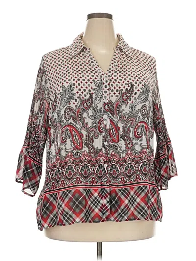 Pre-owned Lane Bryant 3/4 Sleeve Blouse In Red