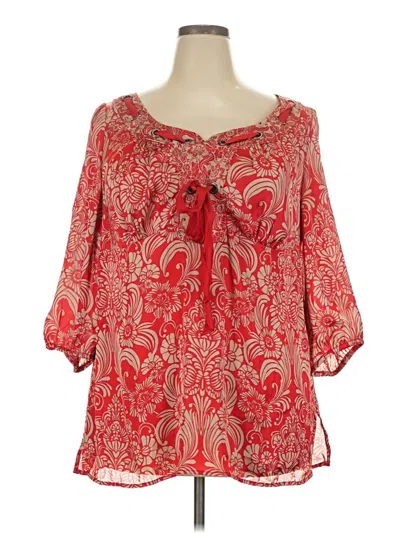 Pre-owned Lane Bryant 3/4 Sleeve Blouse In Red