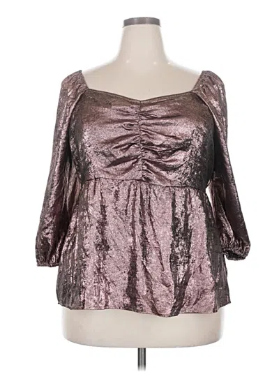 Pre-owned Lane Bryant 3/4 Sleeve Blouse In Silver