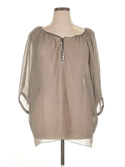 Pre-owned Lane Bryant 3/4 Sleeve Blouse In Tan