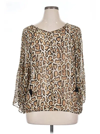 Pre-owned Lane Bryant 3/4 Sleeve Blouse In Tan