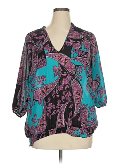 Pre-owned Lane Bryant 3/4 Sleeve Blouse In Teal