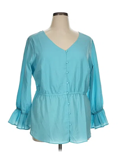 Pre-owned Lane Bryant 3/4 Sleeve Blouse In Teal