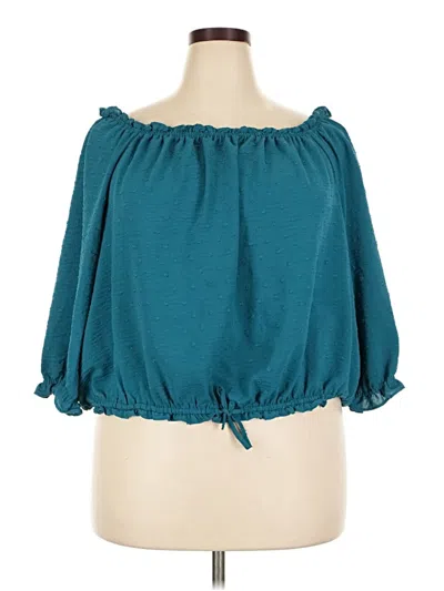 Pre-owned Lane Bryant 3/4 Sleeve Blouse In Teal