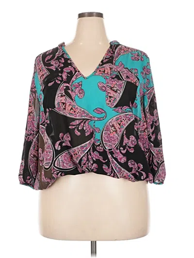 Pre-owned Lane Bryant 3/4 Sleeve Blouse In Teal