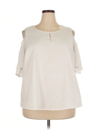 Pre-owned Lane Bryant 3/4 Sleeve Blouse In White