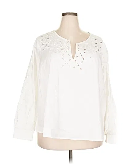 Pre-owned Lane Bryant 3/4 Sleeve Blouse In White
