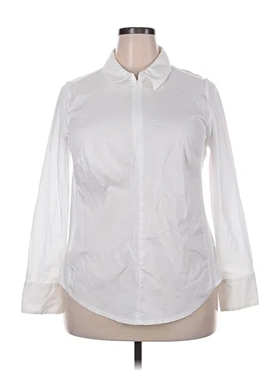Pre-owned Lane Bryant 3/4 Sleeve Blouse In White