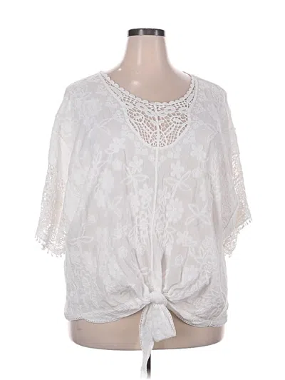 Pre-owned Lane Bryant 3/4 Sleeve Blouse In White