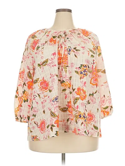 Pre-owned Lane Bryant 3/4 Sleeve Blouse In White