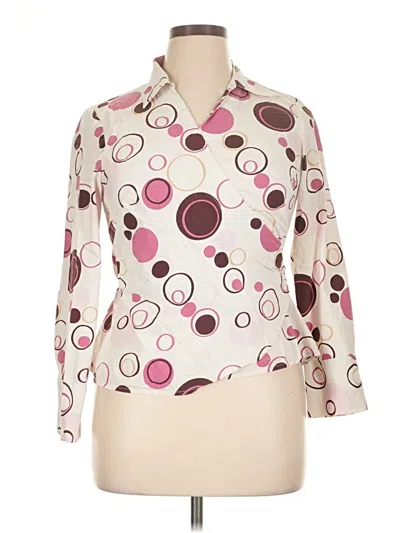 Pre-owned Lane Bryant 3/4 Sleeve Blouse In White