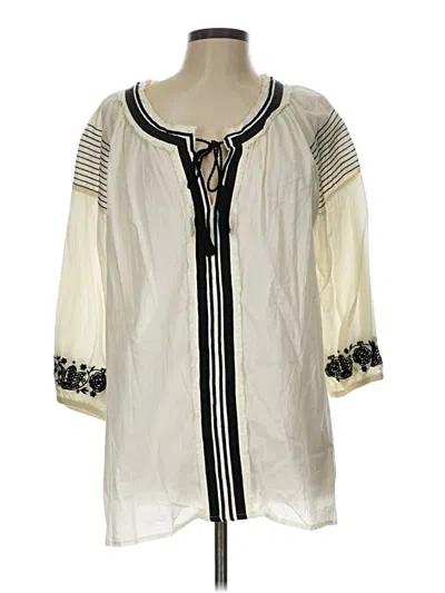 Pre-owned Lane Bryant 3/4 Sleeve Blouse In White