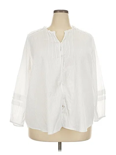 Pre-owned Lane Bryant 3/4 Sleeve Blouse In White