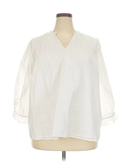 Pre-owned Lane Bryant 3/4 Sleeve Blouse In White