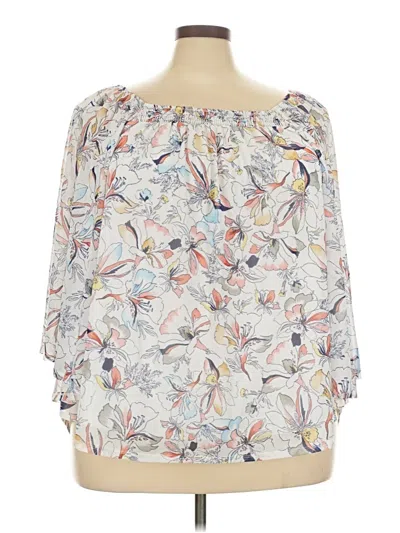 Pre-owned Lane Bryant 3/4 Sleeve Blouse In White