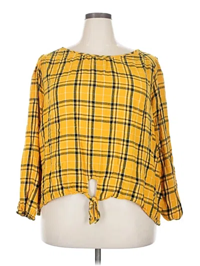 Pre-owned Lane Bryant 3/4 Sleeve Blouse In Yellow