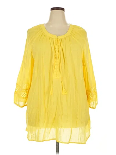 Pre-owned Lane Bryant 3/4 Sleeve Blouse In Yellow