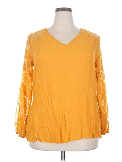 Pre-owned Lane Bryant 3/4 Sleeve Blouse In Yellow