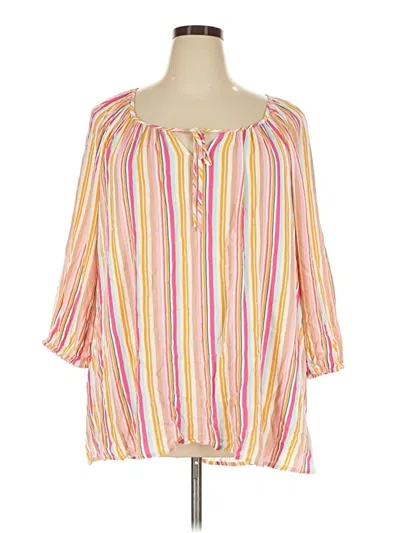 Pre-owned Lane Bryant 3/4 Sleeve Blouse In Yellow