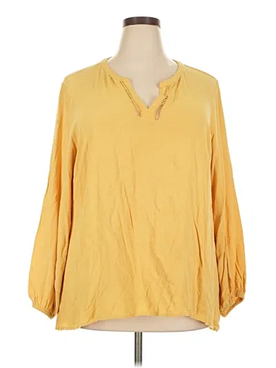 Pre-owned Lane Bryant 3/4 Sleeve Blouse In Yellow