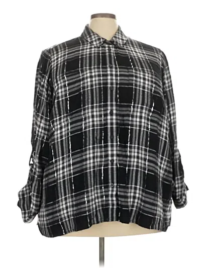 Pre-owned Lane Bryant 3/4 Sleeve Button Down Shirt In Black
