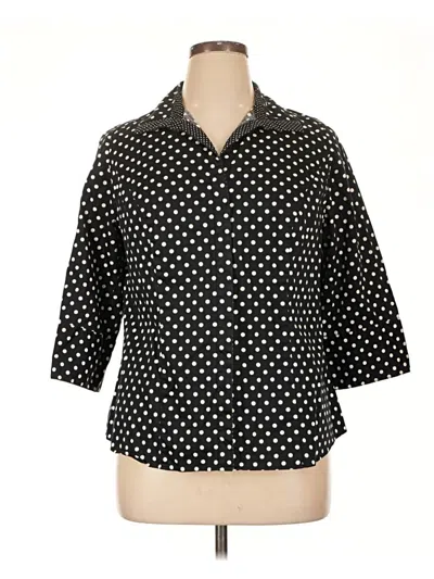 Pre-owned Lane Bryant 3/4 Sleeve Button Down Shirt In Black