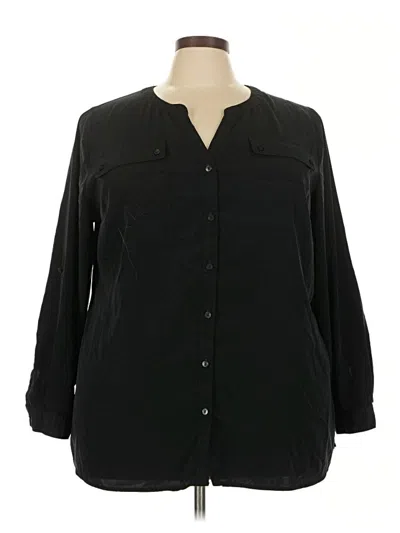 Pre-owned Lane Bryant 3/4 Sleeve Button Down Shirt In Black