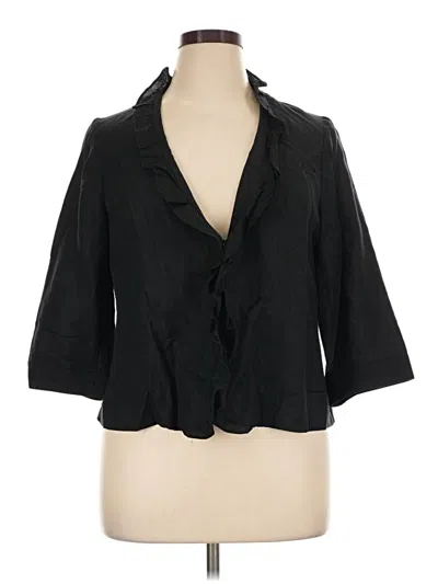 Pre-owned Lane Bryant 3/4 Sleeve Button Down Shirt In Black
