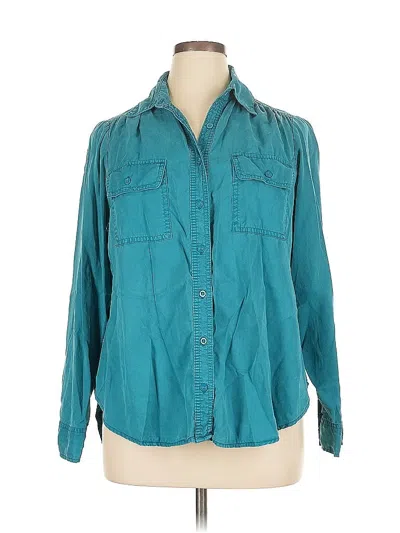 Pre-owned Lane Bryant 3/4 Sleeve Button Down Shirt In Blue