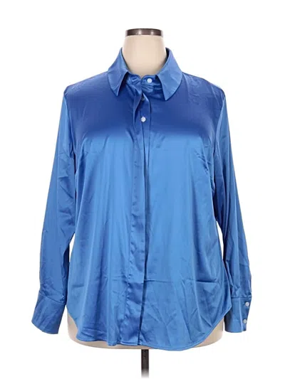 Pre-owned Lane Bryant 3/4 Sleeve Button Down Shirt In Blue