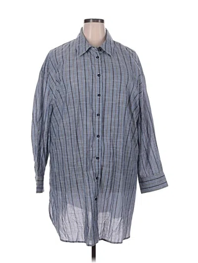 Pre-owned Lane Bryant 3/4 Sleeve Button Down Shirt In Blue